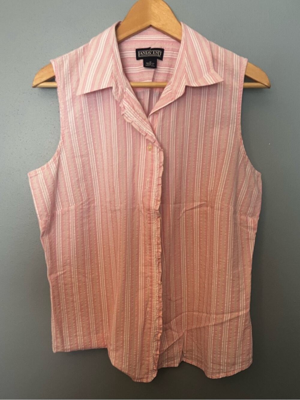 Lands' End Striped Sleeveless Button-Down Shirt